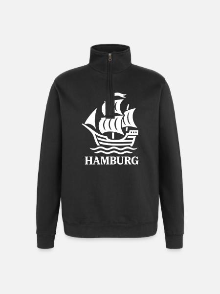 Hamburg Cog – Maritime Sailing Ship - Quarter-Zip Sweatshirt - black