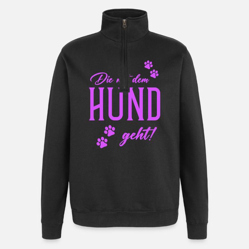 Die mit dem Hund geht - Quarter-Zip-Sweatshirt - Schwarz