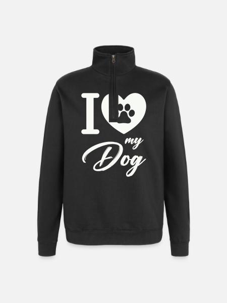 I love my dog - Quarter-Zip Sweatshirt - black