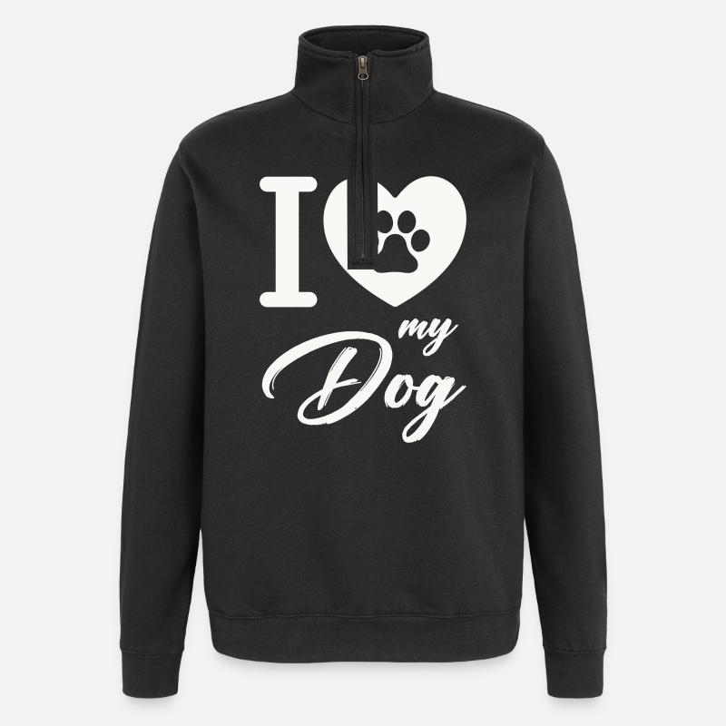 I love my dog - Quarter-Zip Sweatshirt - black