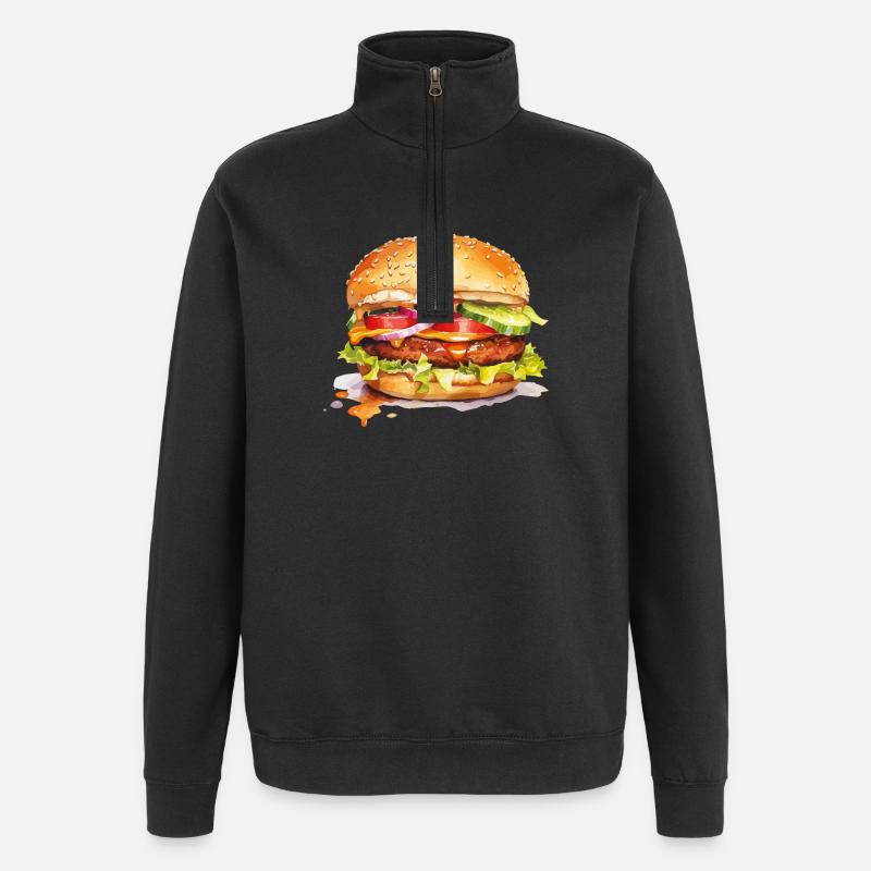 Burger - Quarter-Zip Sweatshirt - black