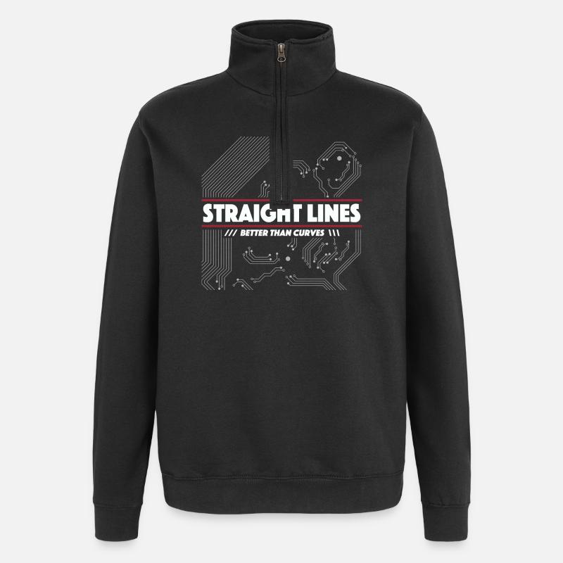 Gerade Linien statt Kurven - Quarter-Zip-Sweatshirt - Schwarz