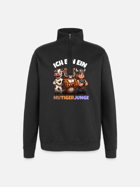 Mu tiger Junge und Tierfreunde - Quarter-Zip-Sweatshirt - Schwarz