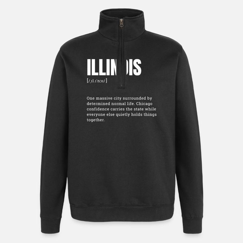 Illinois Stil: Chicago Selbstbewusst - Quarter-Zip-Sweatshirt - Schwarz