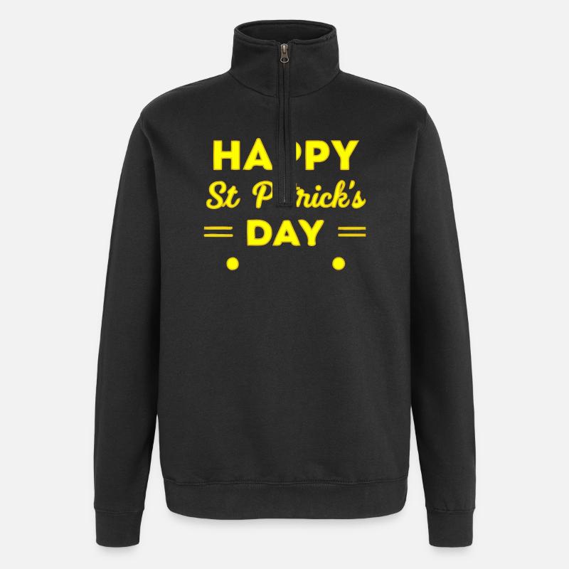 Saint-Patrick Neon Jaune Joyeux Jour - Sweat à zip 1/4 - noir