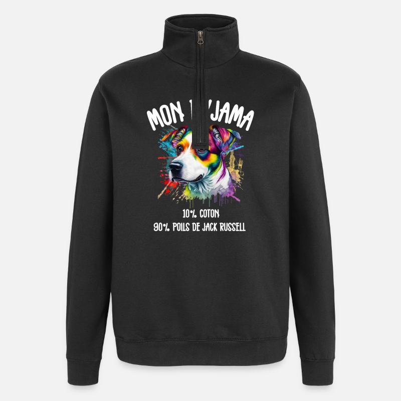Pyjama Chien Jack Russell Humour - Sweat à zip 1/4 - noir