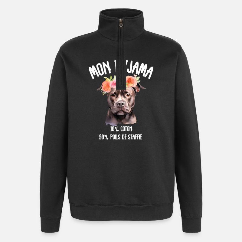Pyjama Drôle Chien Staff - Sweat à zip 1/4 - noir