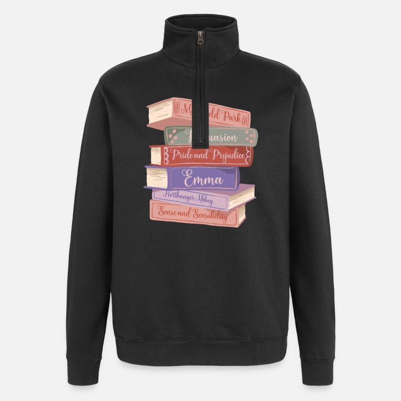 Jane Austens Romane V - Quarter-Zip-Sweatshirt - Schwarz