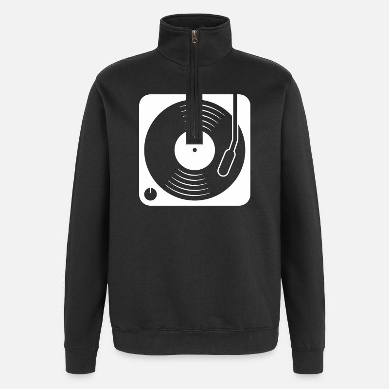 Platine vinyle avec album vinyle - Sweat à zip 1/4 - noir