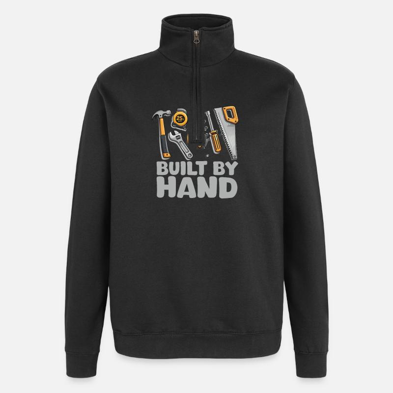 Built by Hand – Werkzeug Illustration - Quarter-Zip-Sweatshirt - Schwarz