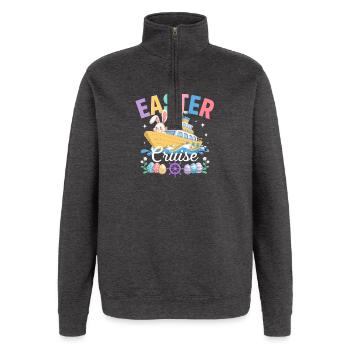 Easter Cruise Holiday Quote - Quarter-Zip Sweatshirt - charcoal grey - Front - AI Model Female 172 light (172cm) & AI Model Male 178 dark (178cm)