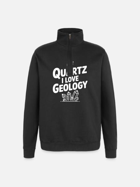 Of Quartz I love Geology - Quarter-Zip Sweatshirt - black