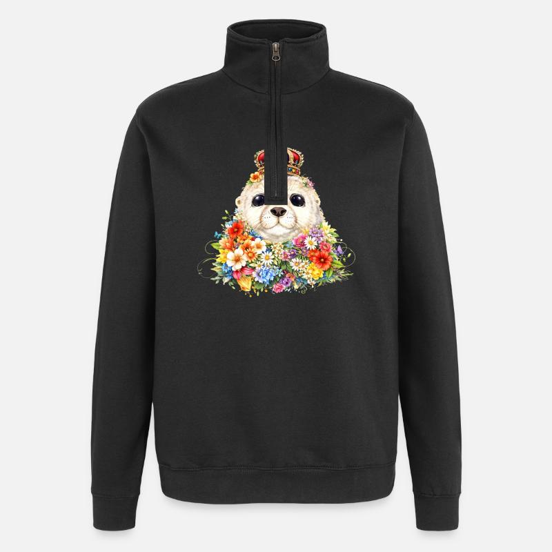Sceau royal avec couronne - Sweat à zip 1/4 - noir