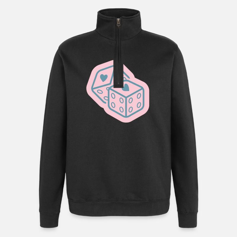 Conception des dés de cœur - Sweat à zip 1/4 - noir