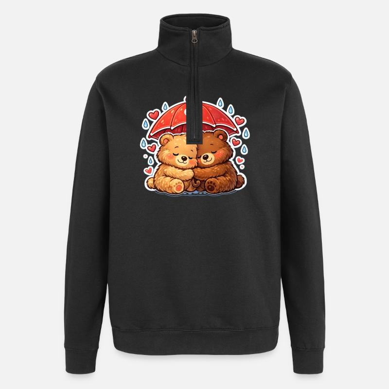 Cuddly bears under heart rain - Quarter-Zip Sweatshirt - black