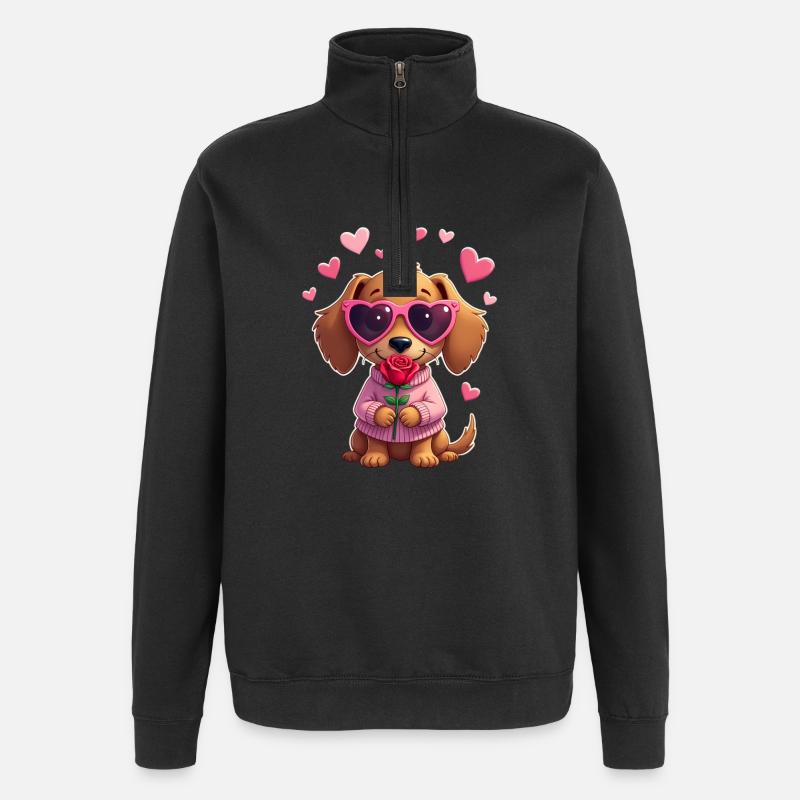Dackel Dachshund Tekel - Quarter-Zip Sweatshirt - black