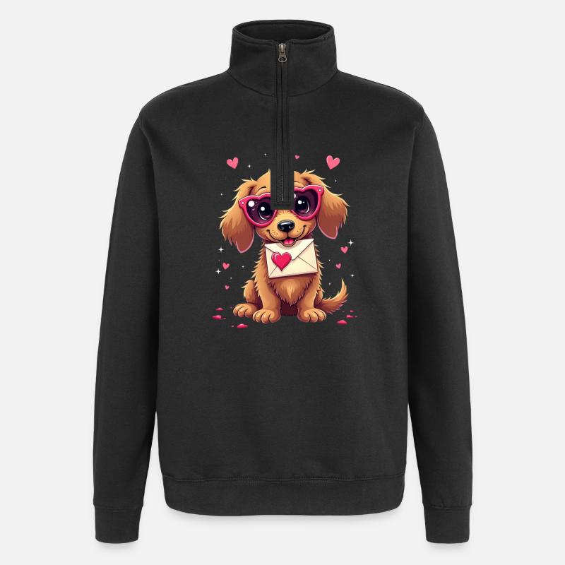 Dackel teckel teckel tekel - Sweat à zip 1/4 - noir