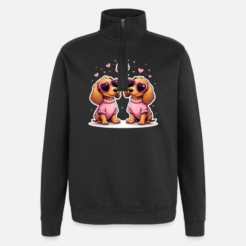 Dackel Dachshund Tekel - Quarter-Zip Sweatshirt - black