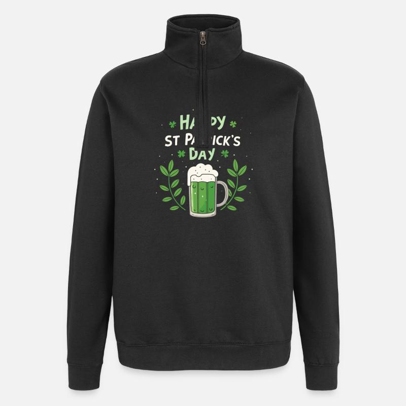 Saint Patrick Bière Verte Joyeuse - Sweat à zip 1/4 - noir