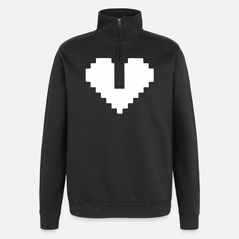 Pixel Herz 8-Bit Leben - Quarter-Zip-Sweatshirt - Schwarz