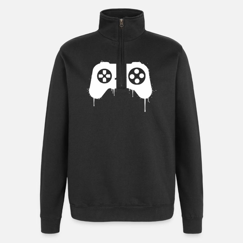 Gamepad Graffiti Drops - Quarter-Zip Sweatshirt - black