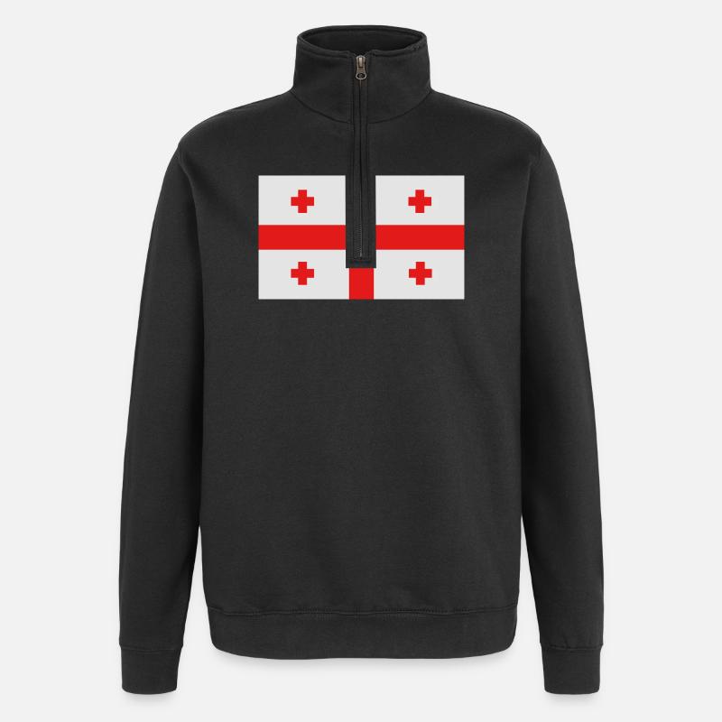 Drapeau géorgien - Sweat à zip 1/4 - noir