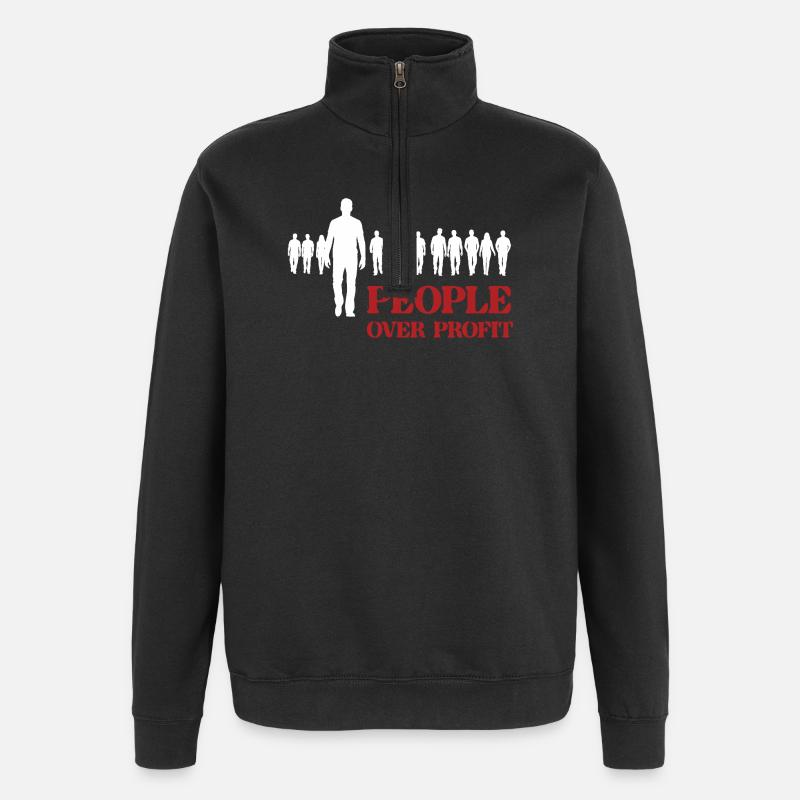 Les gens plutôt que le profit - Sweat à zip 1/4 - noir
