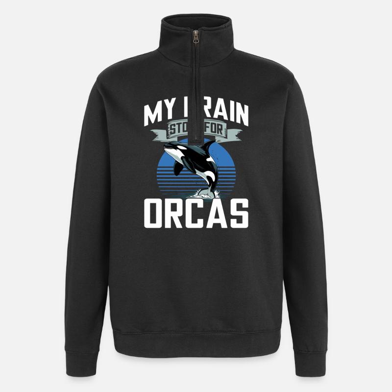 Orca drôle - Sweat à zip 1/4 - noir