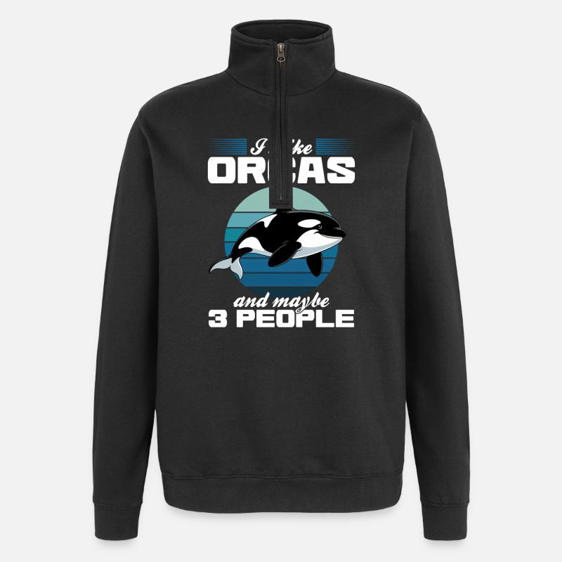 Funny Orca - Quarter-Zip Sweatshirt - black