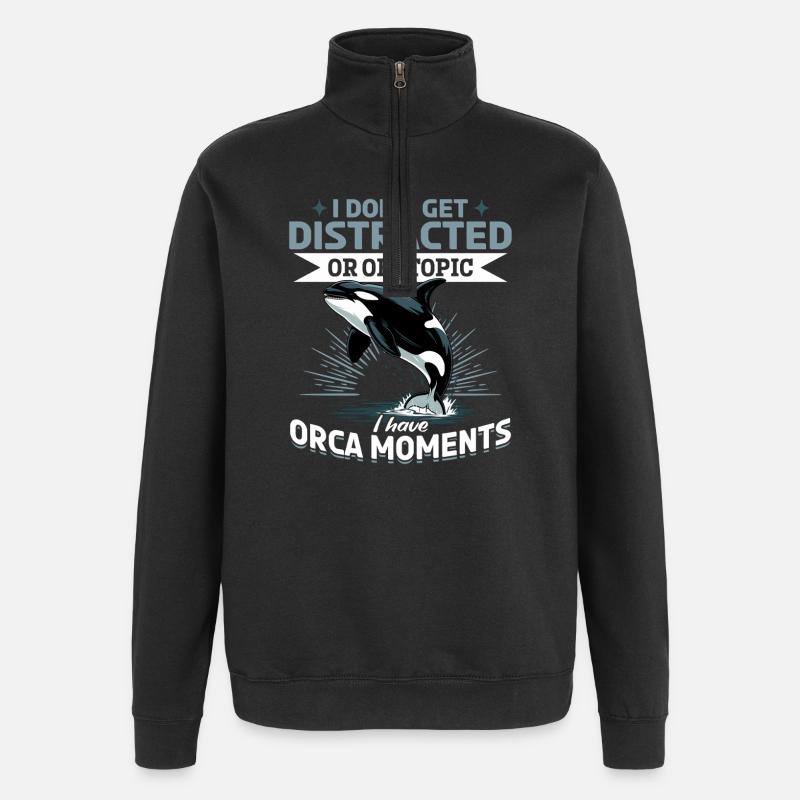 Orca drôle - Sweat à zip 1/4 - noir
