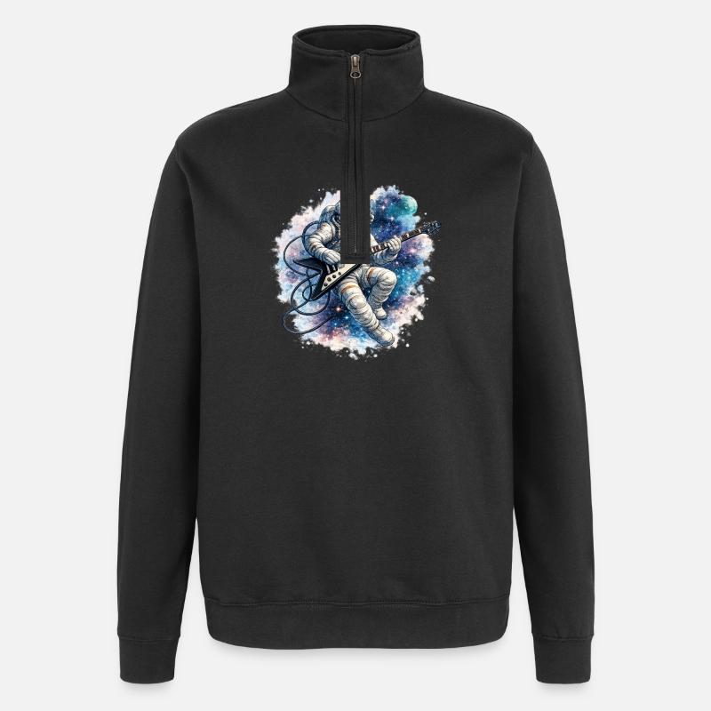 Guitare d’astronaute dans l’aquarelle spatiale - Sweat à zip 1/4 - noir