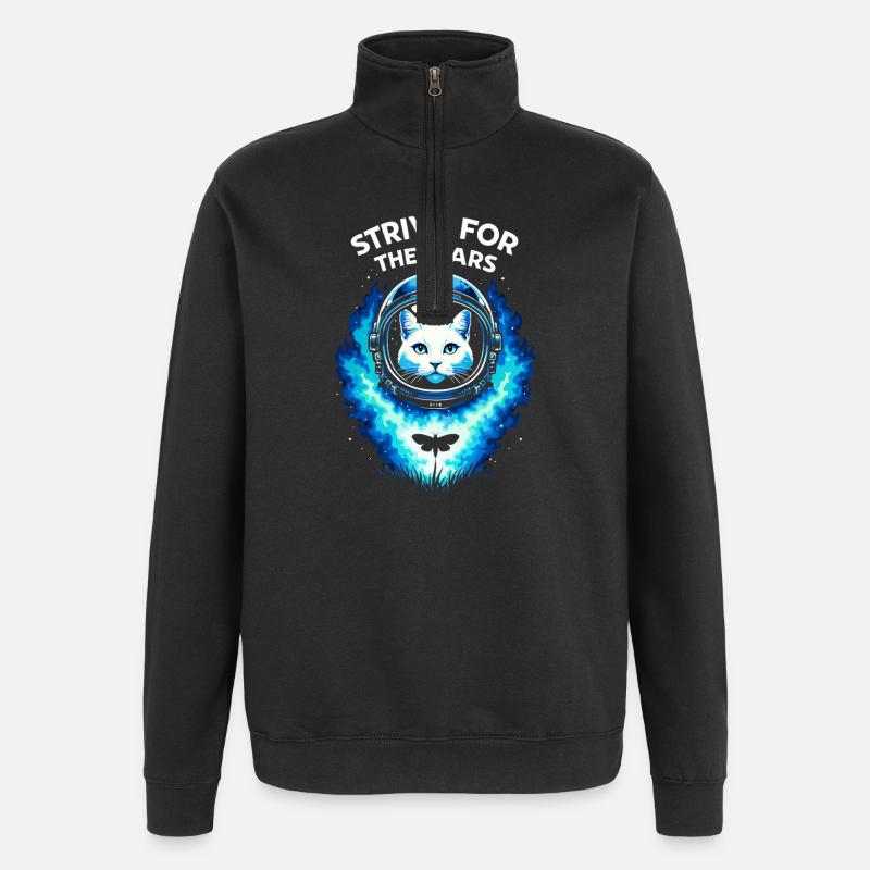 Cat Astronaut Space - Sweat à zip 1/4 - noir