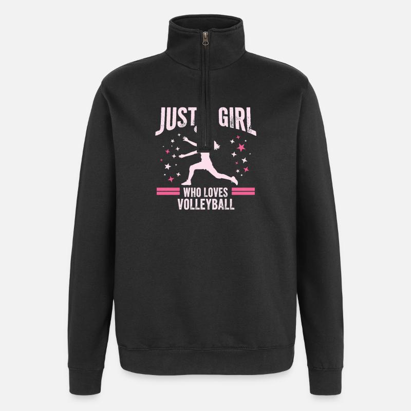 Mädchen liebt Volleyball Zitat - Quarter-Zip-Sweatshirt - Schwarz