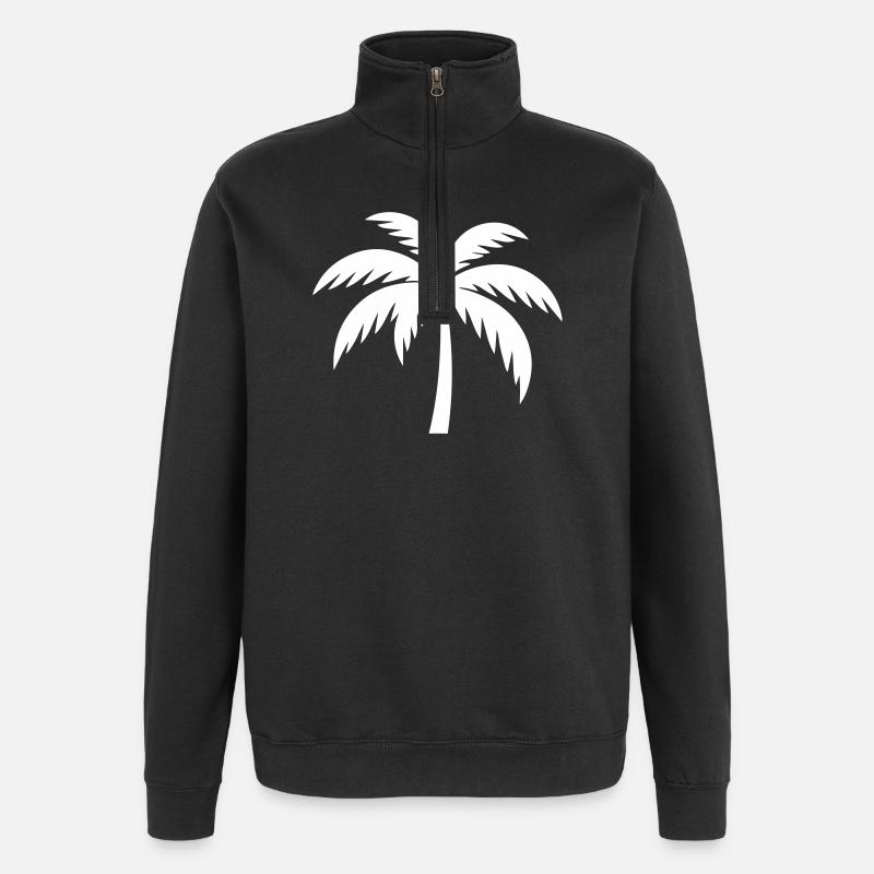 Palme Silhouette - Quarter-Zip-Sweatshirt - Schwarz