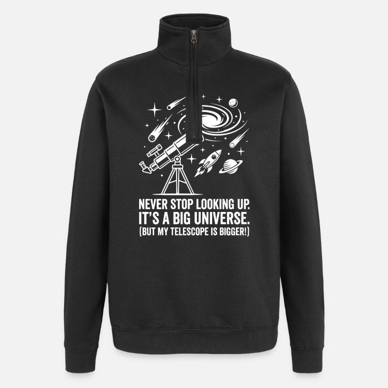 Teleskopträume im weiten Kosmos - Quarter-Zip-Sweatshirt - Schwarz