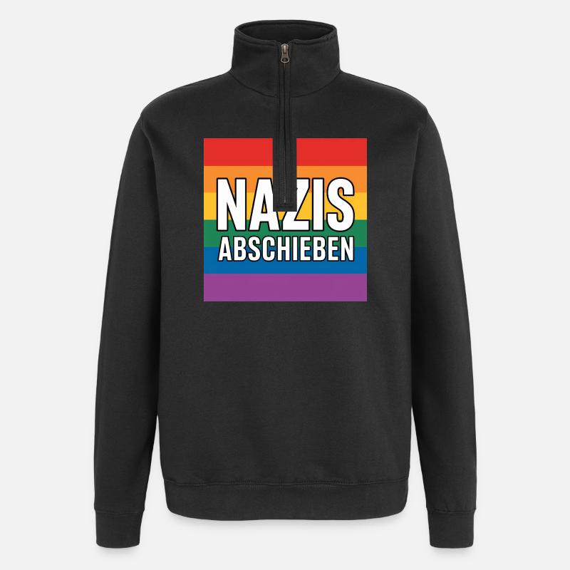 Nazis Abschieben - Antifa Tee - Quarter-Zip-Sweatshirt - Schwarz