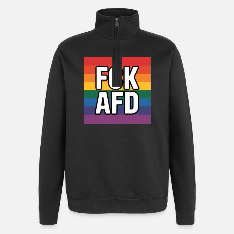 FCK AFD - Antifa Tee - Quarter-Zip-Sweatshirt - Schwarz