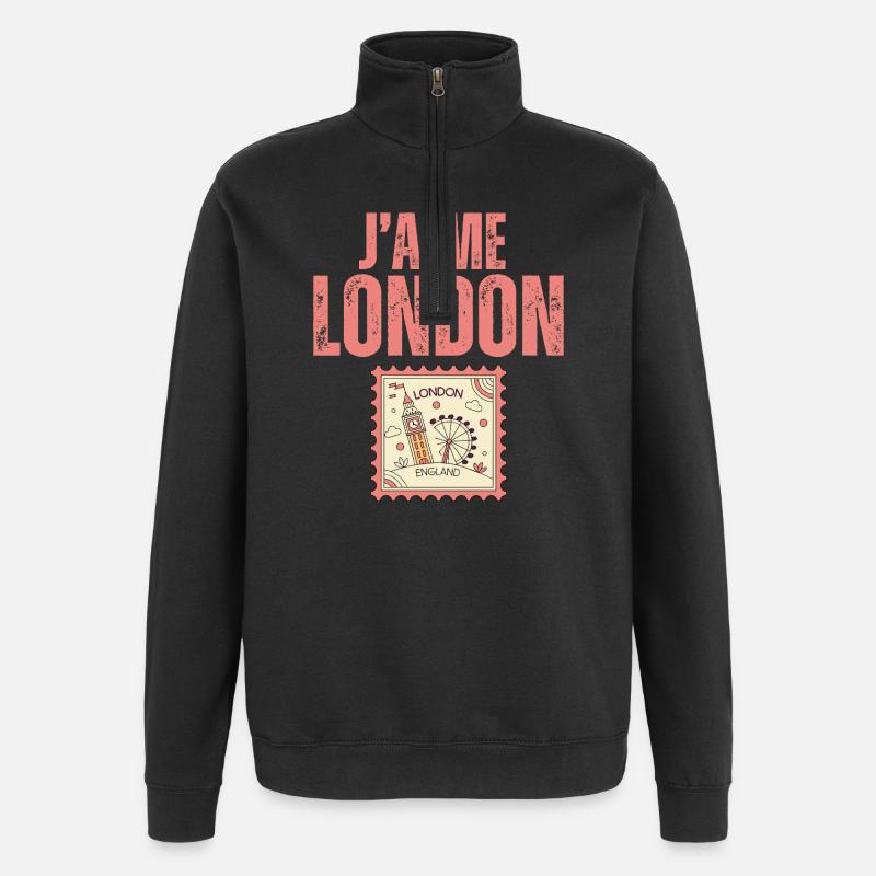 j’aime London - Sweat à zip 1/4 - noir