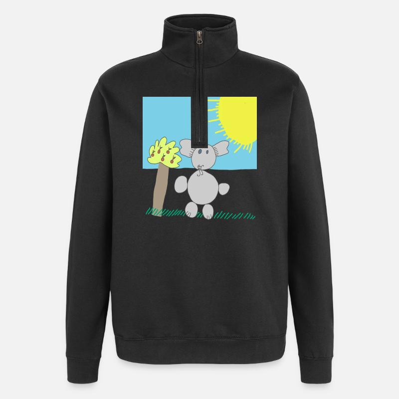 Verspielter Elefant unter einer hellen Sonne - Quarter-Zip-Sweatshirt - Schwarz