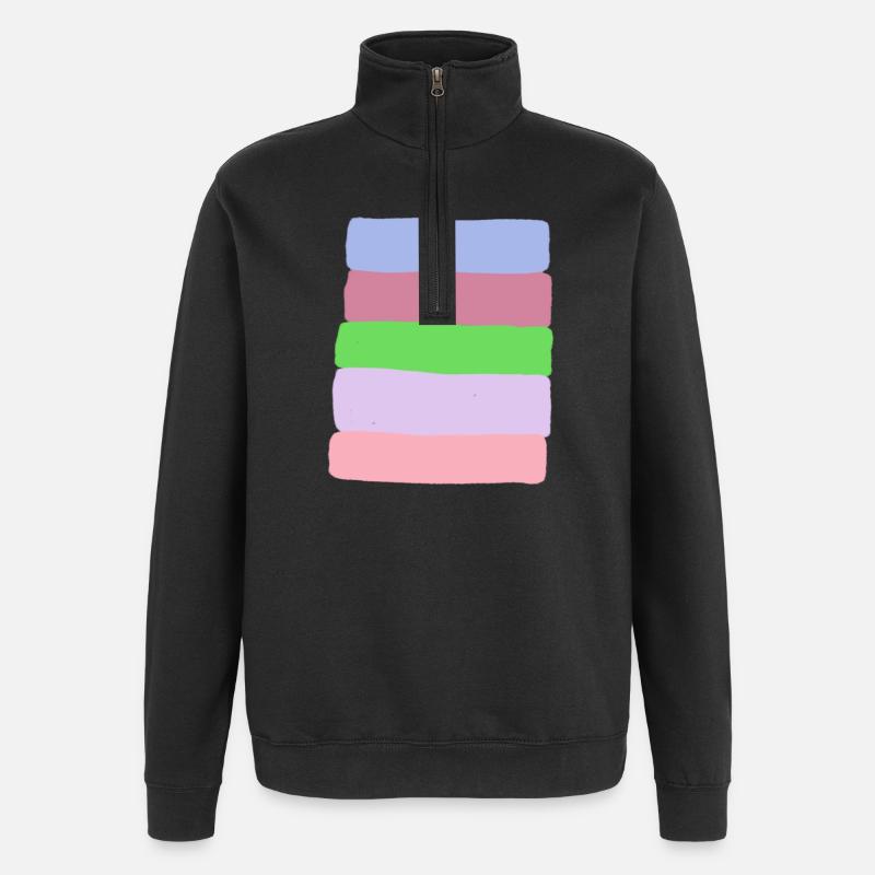 Pastel Stripe Stack - Quarter-Zip Sweatshirt - black