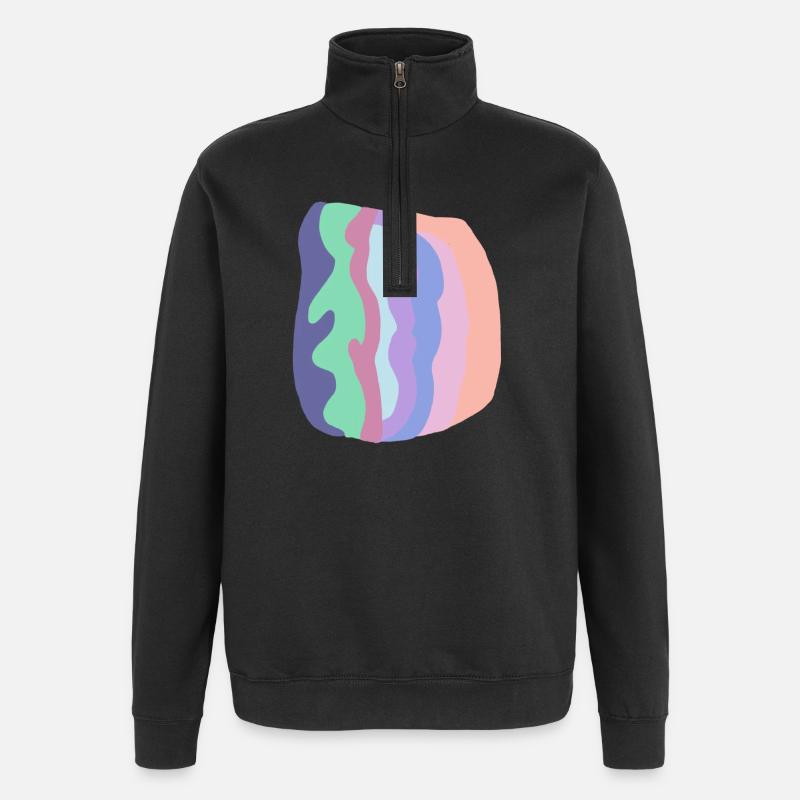 Pastel Wave Layers - Quarter-Zip Sweatshirt - black