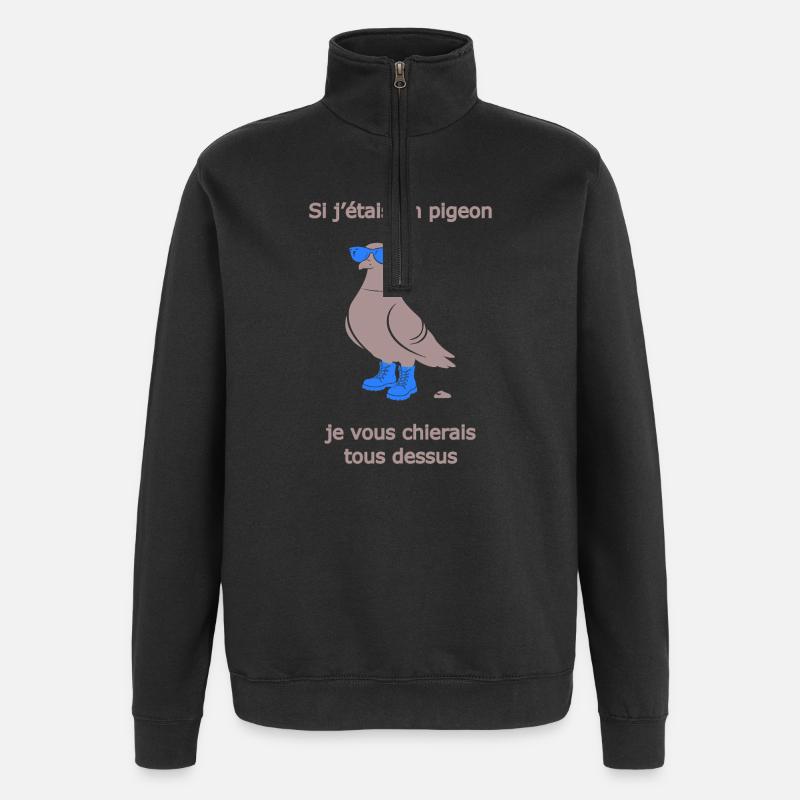 Provokative Pigeon Boots Hellblauer Humor - Quarter-Zip-Sweatshirt - Schwarz