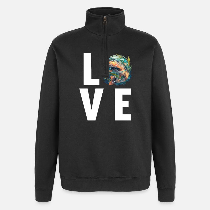 Saumon Saumon - Sweat à zip 1/4 - noir