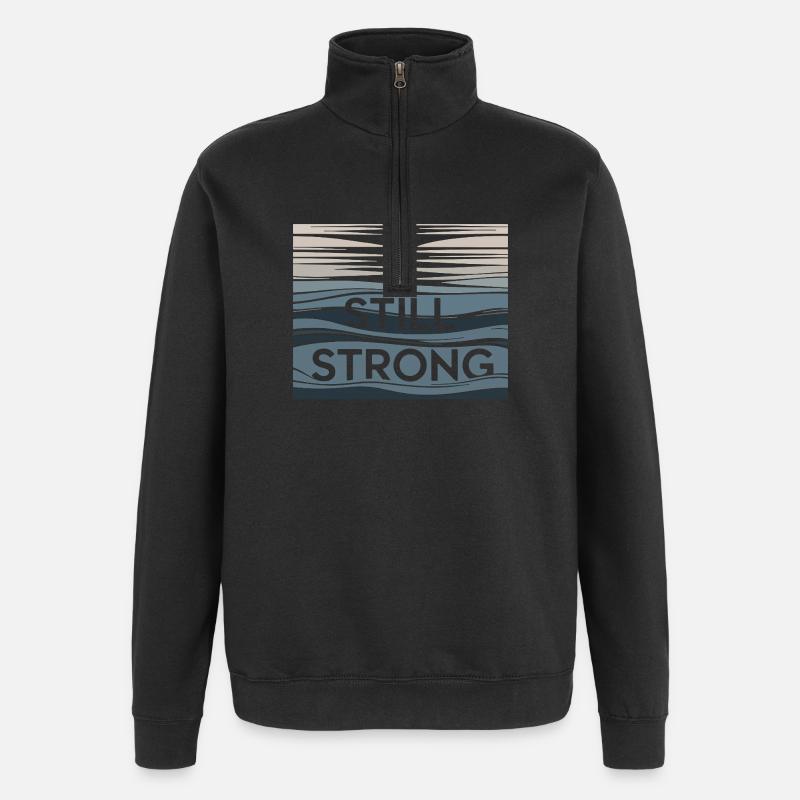 Still Strong Wave Pattern - Quarter-Zip Sweatshirt - black