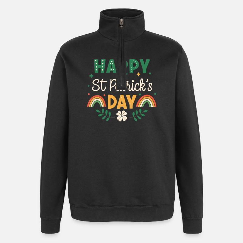 Joyeux Saint Patrick Arc-en-Ciel - Sweat à zip 1/4 - noir