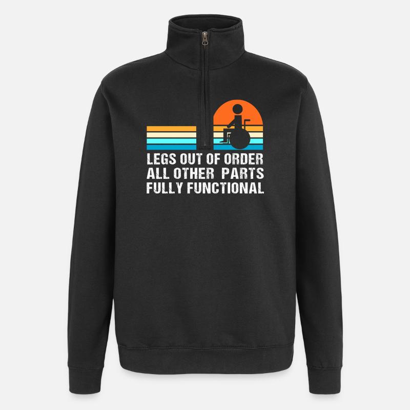 Rollstuhl - Quarter-Zip-Sweatshirt - Schwarz