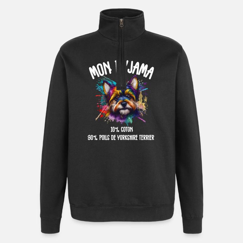 Pyjama Chien Yorkshire Drôle - Sweat à zip 1/4 - noir