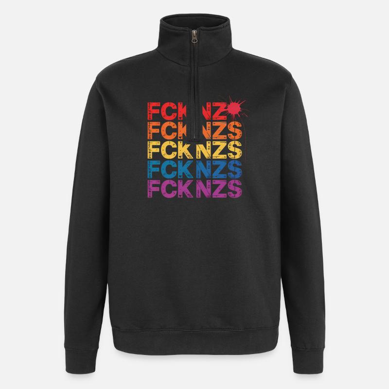 FCK NZS - Antifa Tee - Sweat à zip 1/4 - noir