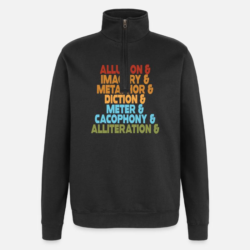 Literary Devices Typography Stack - Quarter-Zip Sweatshirt - black