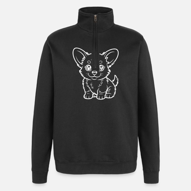 Chien de la lignée Chihuahua Kawaii - Sweat à zip 1/4 - noir